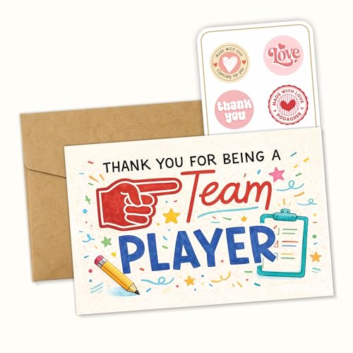 Team Player Appreciation Greeting Card with Envelope - Motivational Employee Gift