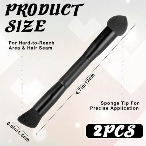 Eldraqth 2pcs Dual-Ended Hairline Brushes with Sponge Tip for Root Touch Up