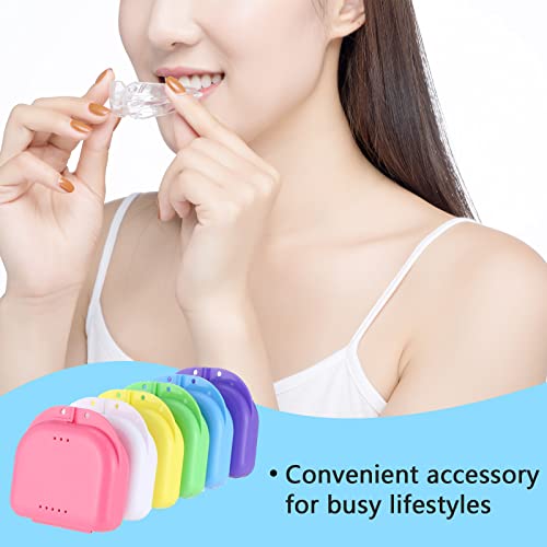 Ceonam 2 PCS Orthodontic Retainer Case, Ventilated Denture Box for Mouth Guard