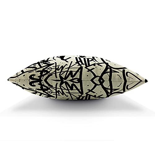 Creative Monochrome Graffiti Throw Pillow Cover 18x18 Inch