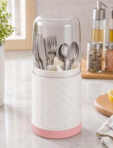 NiHome Covered Toothbrush Holder with Drain Tray - 3-Slot Organizer for Electric Brushes, White