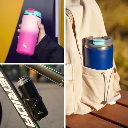 Konokyo 12oz Travel Coffee Mug, Insulated Stainless Steel Tumbler - Black