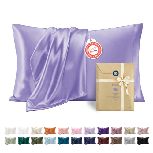 Bedsure Satin Pillowcase Set of 2 - Silky Lilac Pillow Covers for Hair & Skin, 20" x 26"