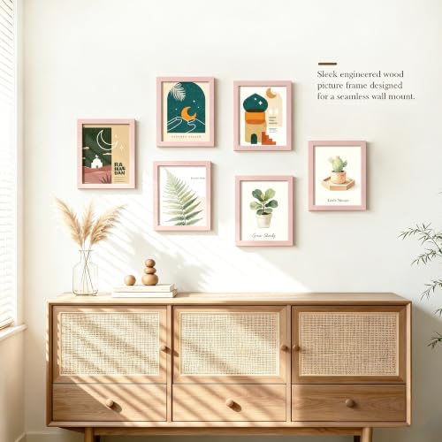 Picrit 8.5x11 Picture Frame in Pink, Shatterproof Wall-Mount Photo Frame