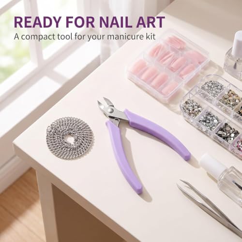 Purple Nail Art Pliers for Rhinestones Wire Cutting and Removal