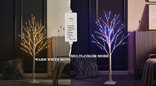 4FT Lighted Birch Tree with 8 Functions - Indoor & Outdoor LED Decor