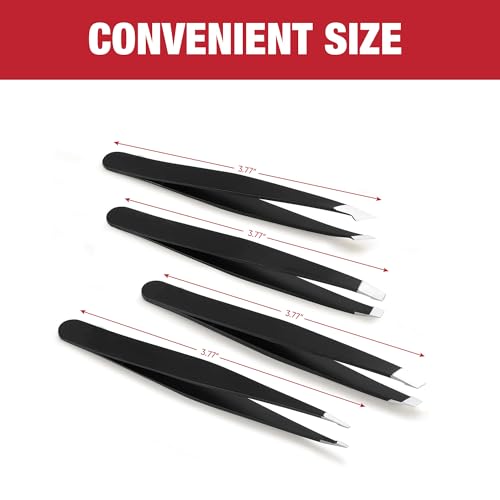 MARCO ESRA 4-in-1 Stainless Steel Tweezers Set with Travel Case