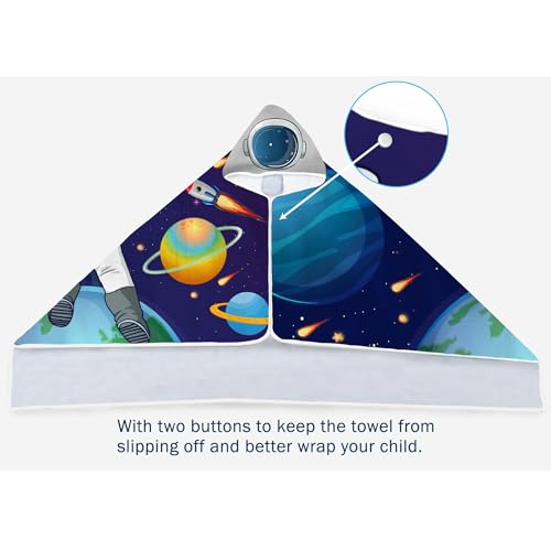 30"x50" Kids Hooded Beach Towel - Outer Space Theme
