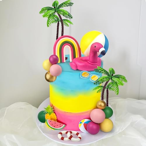 23-Piece Hawaiian Beach Cake Topper Set for Tropical Summer Parties