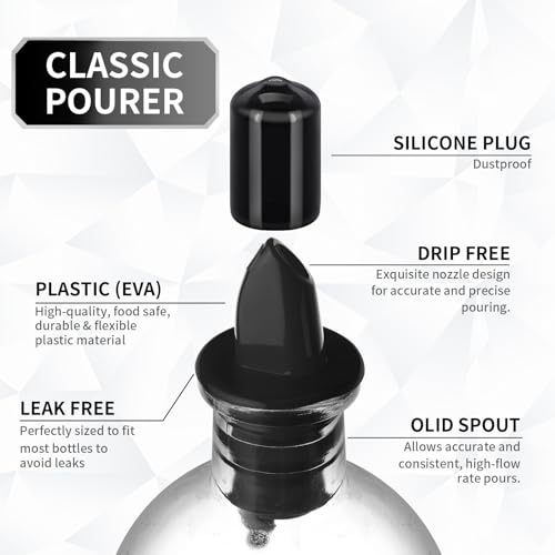 12 Pack Plastic Bottle Pourers with Dust Caps for Oil & Syrup