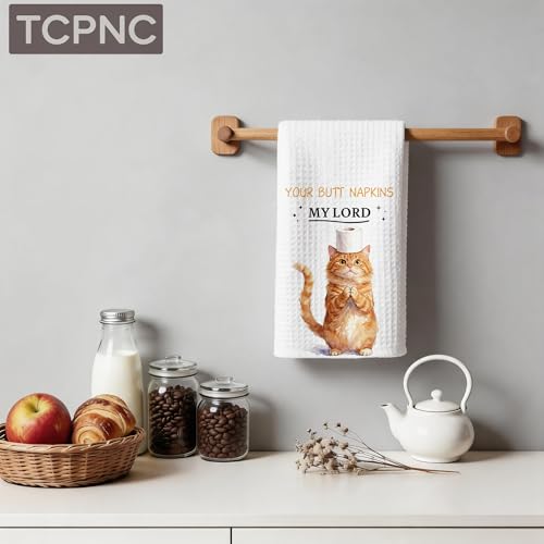 Cute Orange Cat Hand Towel - Decorative Bathroom Towel 16x24