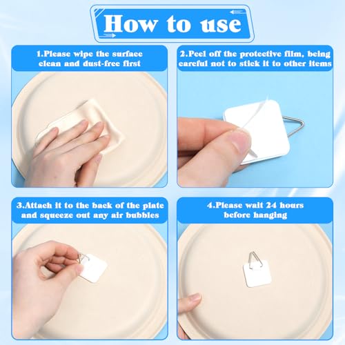 24 Pcs Self-Adhesive Picture Hangers - Invisible Wall Hooks in 3 Sizes