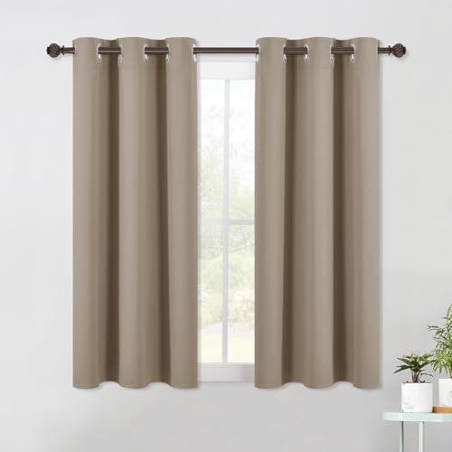 NICETOWN Blackout Curtains 34"W x 48"L - Thermal Insulated Set of 2, Taupe