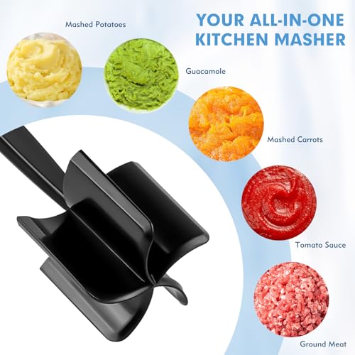 2-Pack Heat-Resistant Meat Masher with 5 Curved Blades