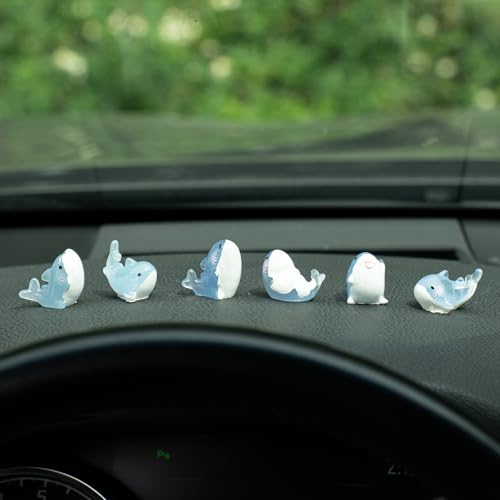 Glow Sharks Luminous Car Dashboard Decor - 6Pcs Mini Shark Figurines