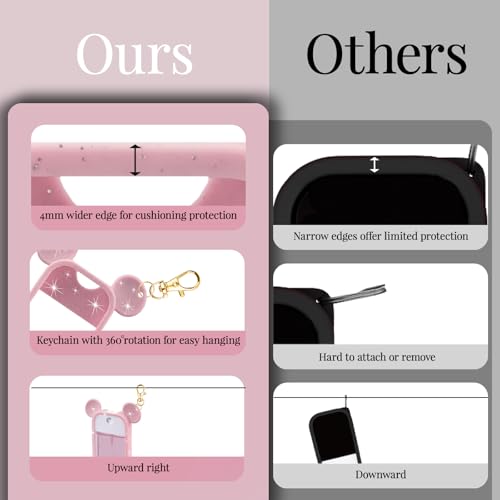 TERPINK Silicone Case for Touchland Spray - Glitter Sequin Pink Mouse Design with Keychain