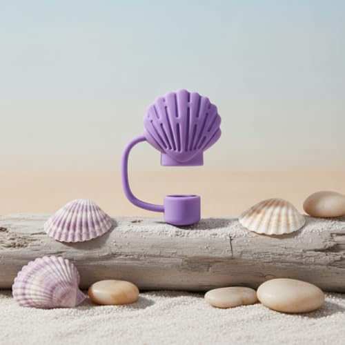 Purple Shell Silicone Straw Cover Cap for Stanley Cup Reusable