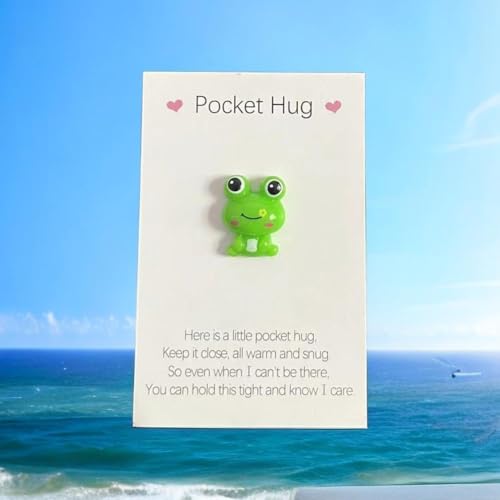 Pocket Hug Frog Token with Encouragement Greeting Card