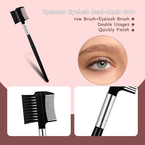 Salbsever 2Pcs Dual-Head Eyelash Comb and Eyebrow Brush Separator Tool