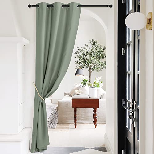 NICETOWN Sage Green Door Curtain Panel - 42" W x 95" L Blackout Thermal Insulated Room Divider
