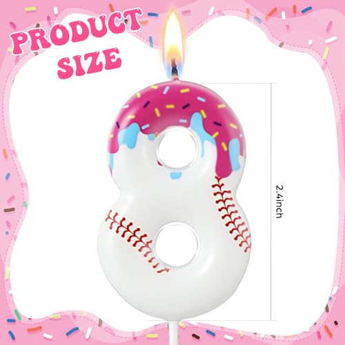 Baseball Birthday Candle Number 8 - Ice Cream Drip Cake Topper