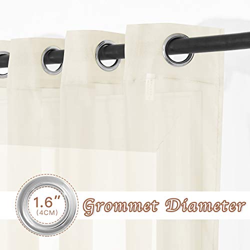 NICETOWN 96-Inch Cream Beige Sheer Curtain Panels - Voile Window Treatments