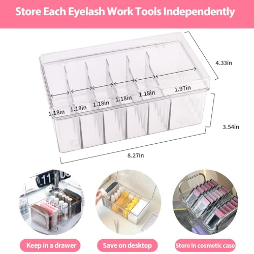 LynxLink Acrylic Lash Extension Organizer - 6-Compartment Storage Case, 1 PCS