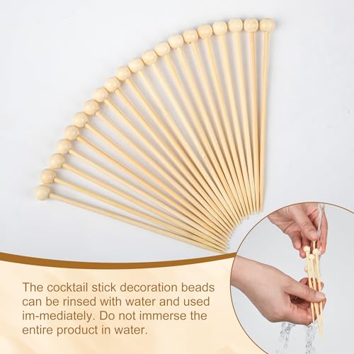 300Pcs Wooden Ball Cocktail Picks - Eco-Friendly Bamboo Appetizer Skewers