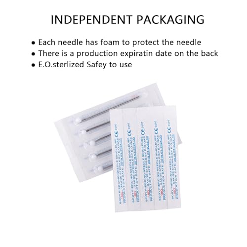 WOLAYI 40PCS Mixed Body Piercing Needles Sterile Stainless Steel Assorted Sizes