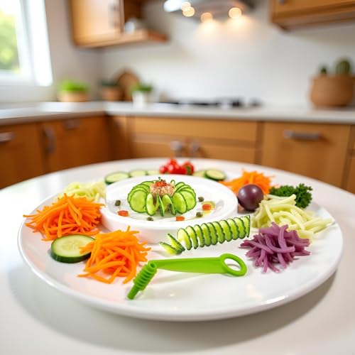 Jinshining Green Spiral Vegetable Slicer - Manual Cucumber, Potato & Carrot Cutter