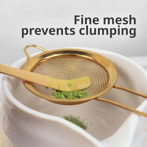 BlendWell Gold Fine Mesh Sifter - Stainless Steel Strainer for Matcha & Flour