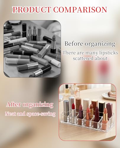 2pcs Lipstick Organizer - Clear Acrylic Holder for Lip Gloss & Perfume