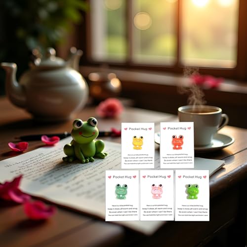 Set of 5 Pocket Hug Frog Tokens with Heart - Thoughtful Gifts