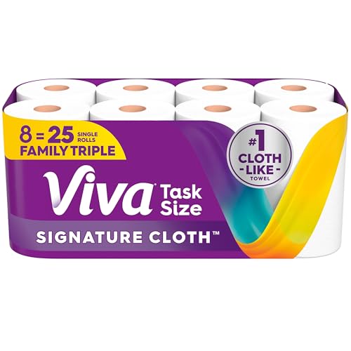Viva Signature Cloth Paper Towels Pack of 8 Rolls (141 Sheets Each) - Soft & Durable Household Towels