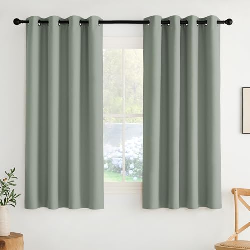 NICETOWN Room Darkening Curtains, Sage Green 52"W x 63"L - Set of 2