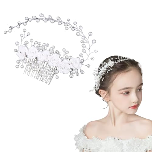 Pearl Flower Wedding Hair Comb White Bridal Side Hair Piece Accessories