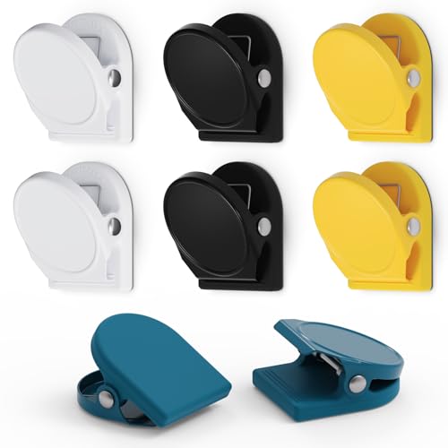 Smart&Cool Multicolored Magnetic Clips 8 Pack with Silicone-Coated Base - Anti-Scratch Heavy Duty Office & Kitchen Organizer