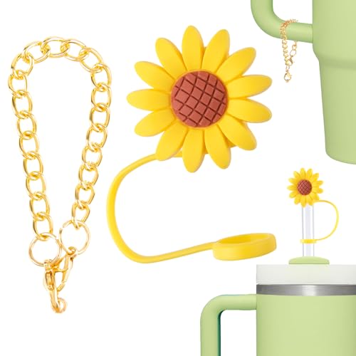 CustomyLife Sunflower Straw Topper and Daisy Chain for 10mm Stanley Tumbler