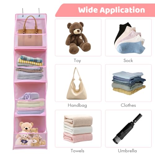 Over The Door Closet Organizer with 4 Shelves & Hooks - Pink