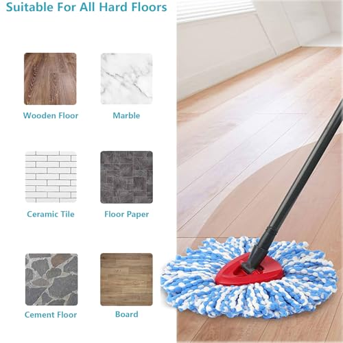 Microfiber Spin Mop Replacement Heads for O-Ceda 2-Tank System - 4 Pack (Blue)