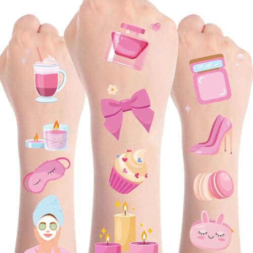 Spa Temporary Tattoos Pink Slumber Party Favors 8 Sheets
