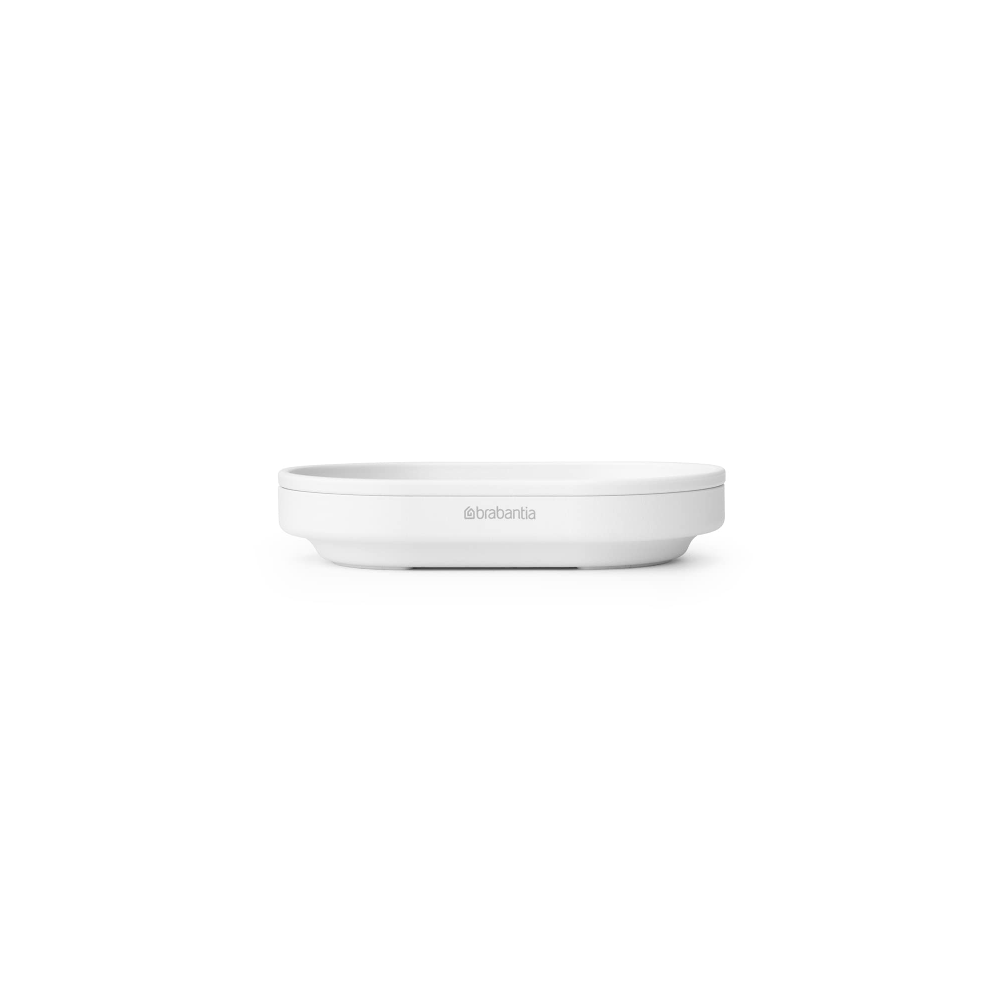 Brabantia Mindset Soap Dish (Mineral Fresh White) Anti-Rust Metal, Non-Slip Basin Soap Tray Holder for Bathroom, Shower, Kitchen Sink