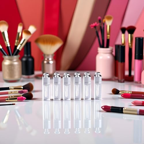 PurYupearl 6 Pcs 3ml Empty Clear Lip Gloss Tubes and Refillable Containers