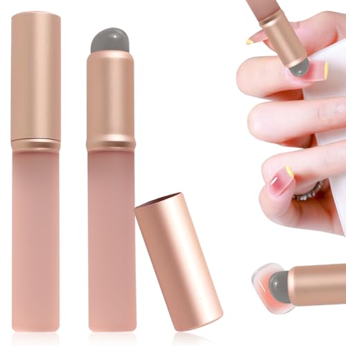 CANIPHA 2Pcs Silicone Ombre Nail Brush Gradient Art Tool with Cap (Pink)