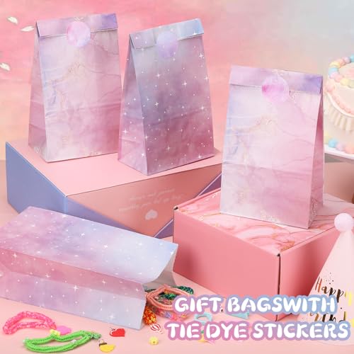 Woric 36PCS Pink & Purple Party Favor Bags with Stickers