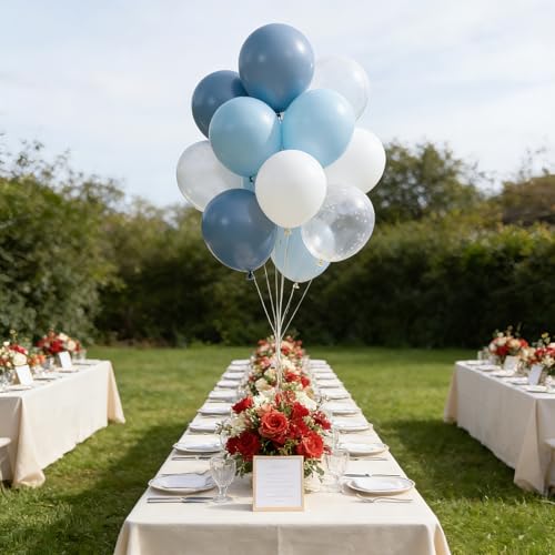 Dusty Blue & White Balloon Set - 65 Pack for Birthday Parties