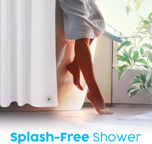 ZENO Frosted Shower Curtain Liner, 72x72 Waterproof PEVA with Magnets