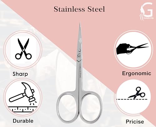 GOALIEX Curved Nail Cuticle Scissors Stainless Steel Grooming Tool