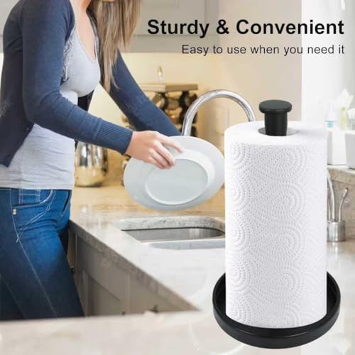Matte Black Paper Towel Holder with Storage Tray | Durable & Stylish Design