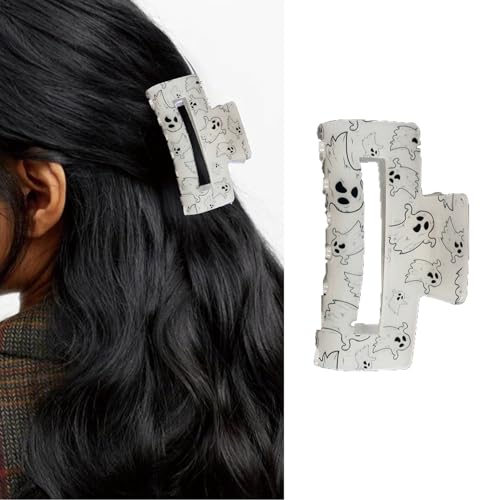 Junchao Halloween White Ghost Hair Claw Clip with Rhinestone Design